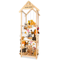 HOMIEE wood stuffed animal storage organizer keeps plush toys neatly organized and accessible