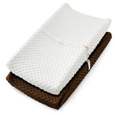Homiest white-pink changing pad cover with cloud-soft Minky Dot for gentle changes.