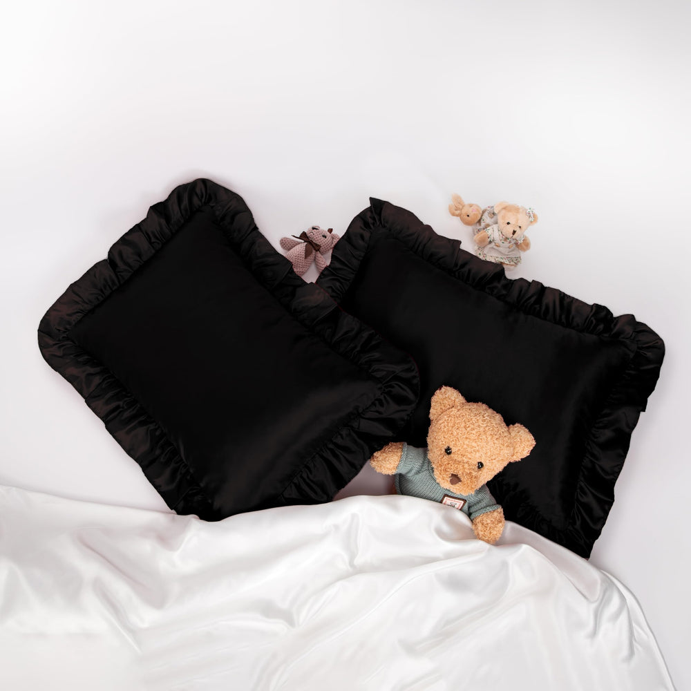 HommxJF black satin toddler pillow case in 13 x 18 inches offering breathable comfort