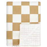 HOMRITAR Checkered Baby Blanket with corduroy front stripe for cozy warmth