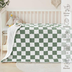 HOMRITAR checkered baby blanket durable stitching for everyday use