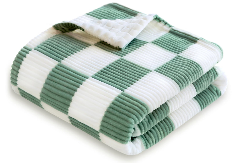 HOMRITAR checkered baby blanket front striped design for cozy naps