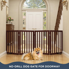 Homykic freestanding gate with support feet protects floors while keeping pets contained.