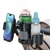 HoneTeek 3in1 stroller cup holder with phone mount front view for easy access on the go.