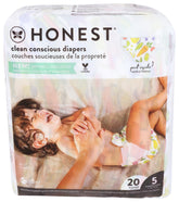 The Honest Company pandas diapers size 5 package front showcases eco packaging and baby-friendly design.