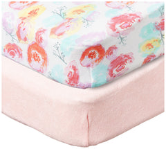 HonestBaby Rose Blossom knit terry changing pad cover with plush texture and snug fit.