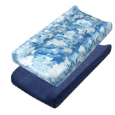 HonestBaby watercolor world 2-pack changing pad cover for a soft, snug fit.