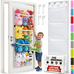 Honeyera over-door organizer showing stuffed animals and easy accessibility