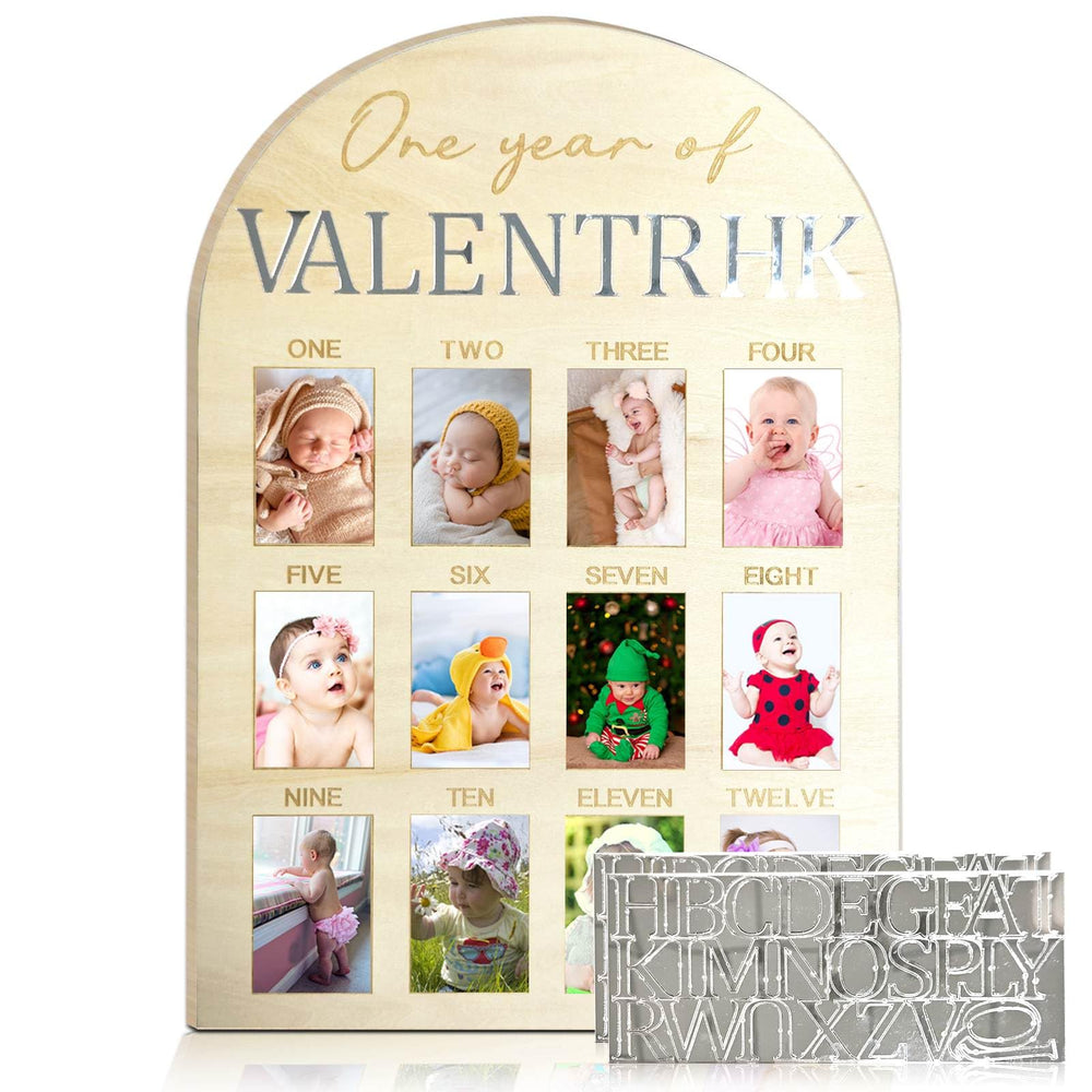 Hongpar one-year milestone board shows 12 months of baby growth for an heirloom keepsake.