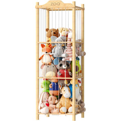 HOOBRO stuffed animal storage bamboo with elastic rope for easy toy access.