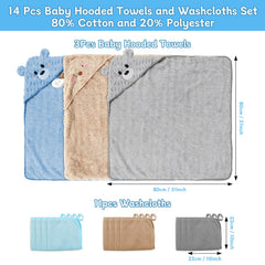 Hooded towel 80x80 cm in gray for quick, warm wrap after bath