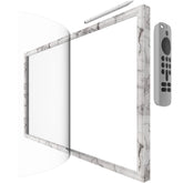 HOOKMEMO white marble frame for Echo Show 21 elevates decor with tidy setup.