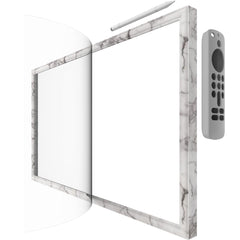 HOOKMEMO white marble frame for Echo Show 21 elevates decor with tidy setup.
