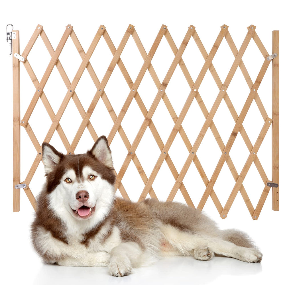 Hoomall retractable dog gate in doorway keeps pets safely contained.