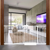 HOOOEN extra-wide gate installed in stair doorway for safe passage