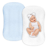 Hooyax baby lounger cover in blue dot fabric offers ultra-soft comfort for cozy naps
