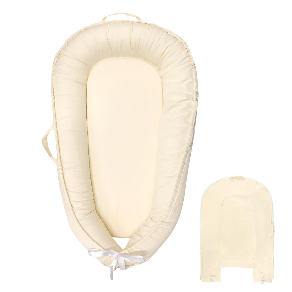 Hooyax baby lounger cover in beige with soft cotton comfort for delicate newborn skin
