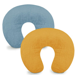 Hooyax blue ginger muslin nursing pillow cover for soft soothing skin.