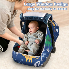 Hooyax Dinosaur car seat cover uses all-season fabric for year-round warmth and protection.
