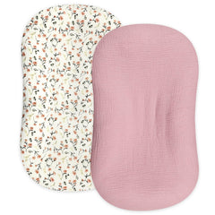 Hooyax muslin baby lounger cover two-pack, breathable and skin-friendly.