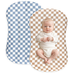 Hooyax blue Cherker muslin lounger cover, breathable and gentle for naps