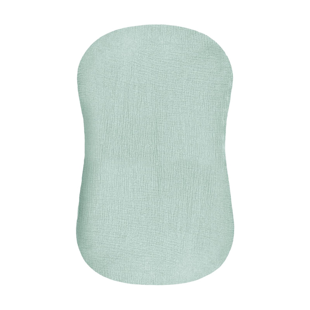 Hooyax muslin lounger cover close-up weave showing breathable fabric for newborns