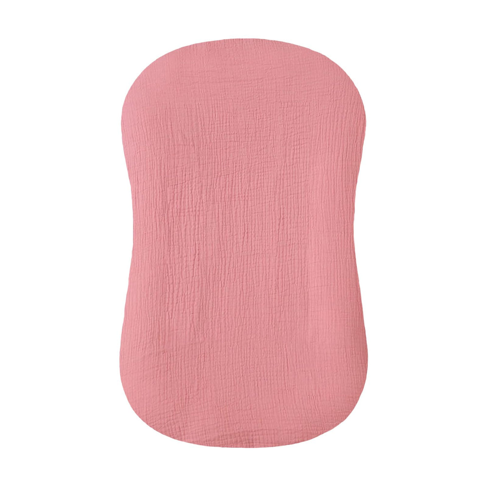 Hooyax muslin baby lounger cover in flesh-pink showing breathable, ultra-soft fabric for newborn comfort.