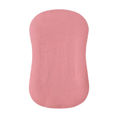 Hooyax muslin baby lounger cover in flesh-pink showing breathable, ultra-soft fabric for newborn comfort.