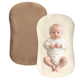 Hooyax muslin baby lounger cover brown with soft texture for breathable comfort.
