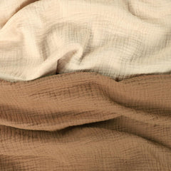 Hooyax muslin lounger cover brown showing envelope closure for quick change.