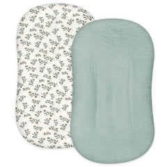 Hooyax muslin baby lounger cover in light green provides breathable comfort for newborns.