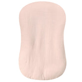 Hooyax muslin baby lounger cover in light pink, breathable for newborn comfort.