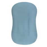 Hooyax muslin baby lounger cover in blue with soft touch for gentle skin.