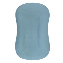 Hooyax muslin baby lounger cover in blue with soft touch for gentle skin.