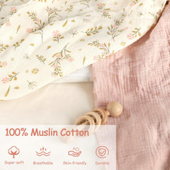 Hooyax muslin sheets fitted on mattress to ensure snug bedside sleeper fit.