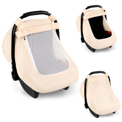 Hooyax apricot breathable muslin car seat cover for on-the-go comfort.