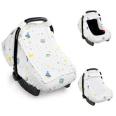 Hooyax muslin car seat cover with breathable summer fabric shields baby from sun