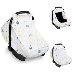 Hooyax muslin car seat cover with breathable summer fabric shields baby from sun
