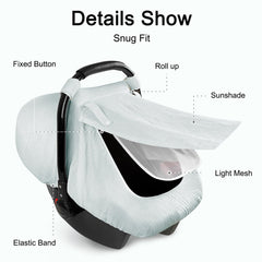 Hooyax canopy secured with bottom strap for stable fit on seats