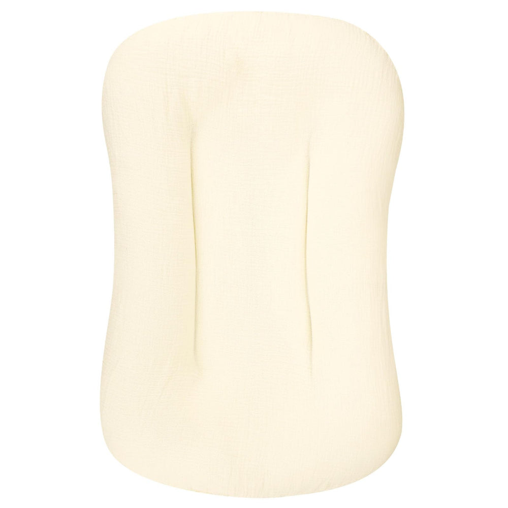 Hooyax muslin lounger cover beige, 37x21, soft and breathable for baby comfort.