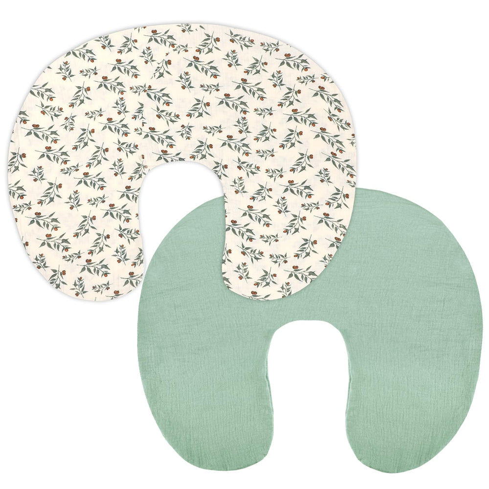 Hooyax muslin nursing pillow cover with invisible zipper for quick, tidy pillow changes.