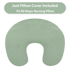 Hooyax muslin nursing pillow cover—green zipper keeps closure secure and skin-safe.