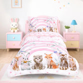 Hooyax Toddler Bedding Rainbow Design Closeup, soft microfiber for cozy nights and vibrant room styling