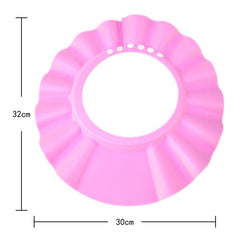 HOOYEE Safe Cap pink front view shields eyes from shampoo during washing.
