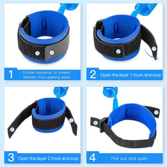 Hooyyene blue wrist link with durable stainless steel rope.