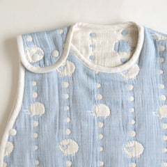 Hoppetta sleeper side view in sky blue, lightweight cotton for warm nights.