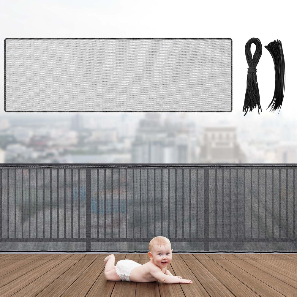 Hosuly banister guard netting protects railings while preserving view