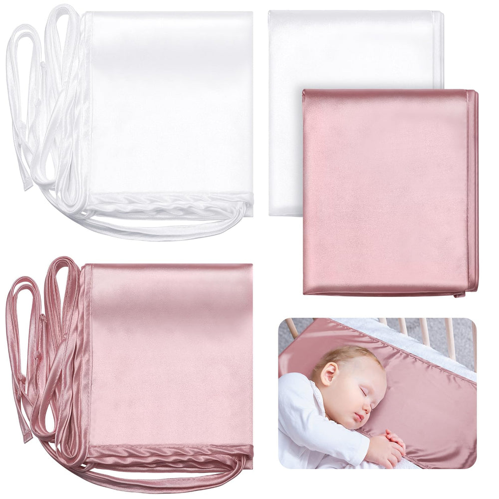 Hosuly satin bassinet sheet pink close-up shows soft texture for gentle newborn sleep.