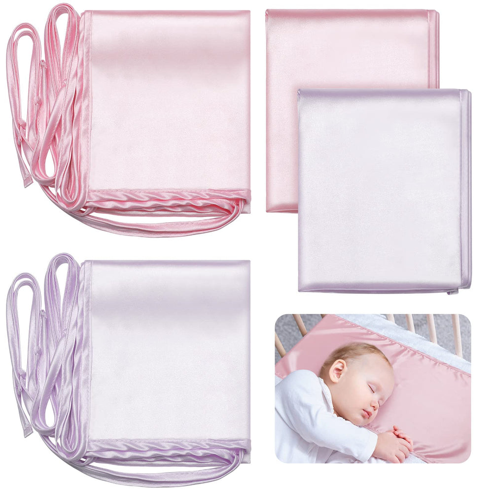 Hosuly satin bassinet sheets in pink and purple two-pack for newborn comfort