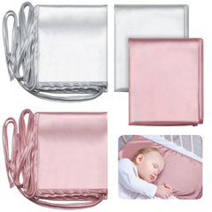 Hosuly satin bassinet sheet in pink with silky texture for gentle hair protection.